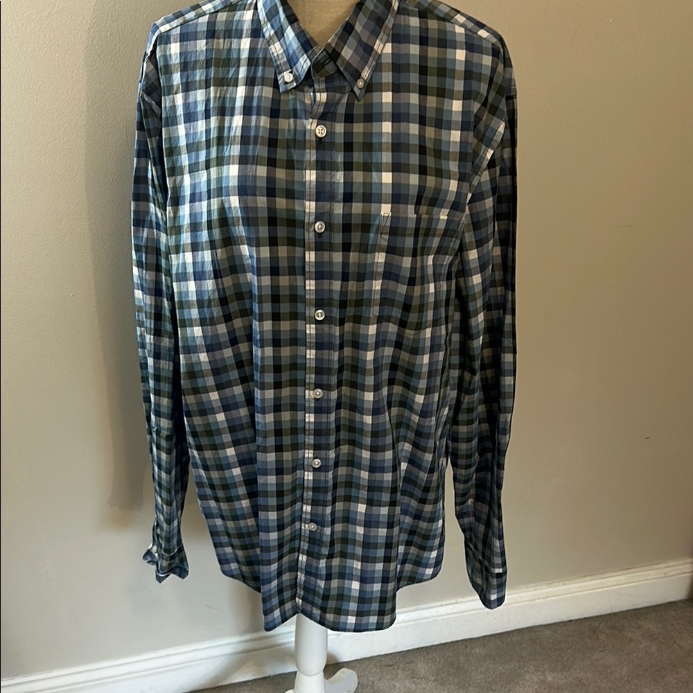 J. Crew Blue and Green Casual Button Down Shirt